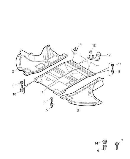 2020 Ram ProMaster 3500 Underbody Shields Diagram