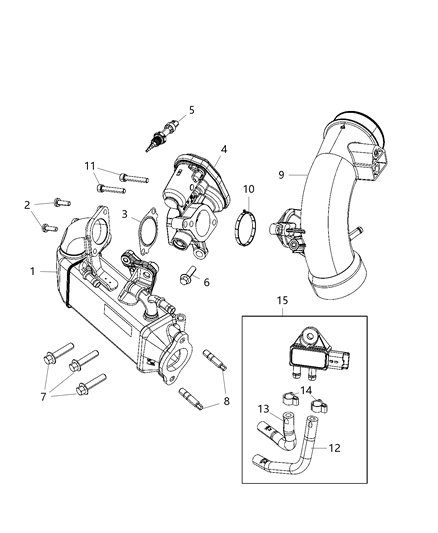 2021 Jeep Gladiator Cooler-Low Pressure EGR Diagram for 68493360AA