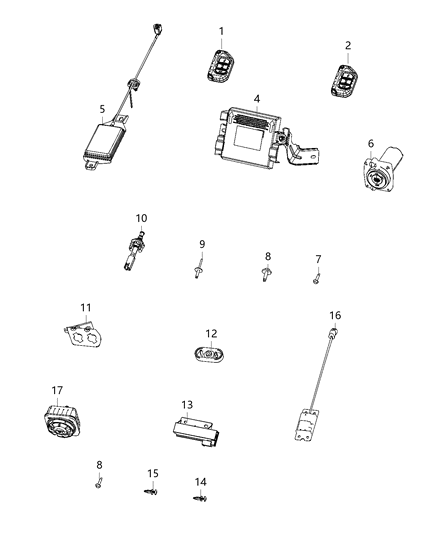 2021 Jeep Wrangler Key Fob-Integrated Key Fob Diagram for 68384455AB