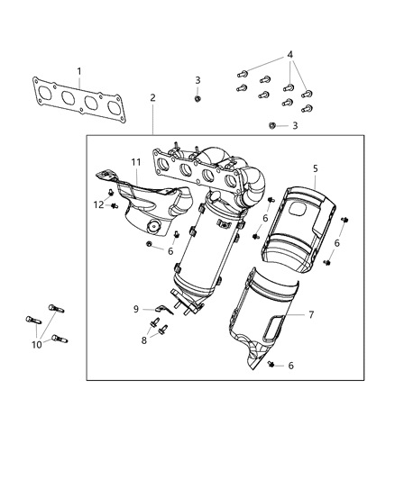 2020 Ram ProMaster City Exhaust Manifold & Heat Shield Diagram