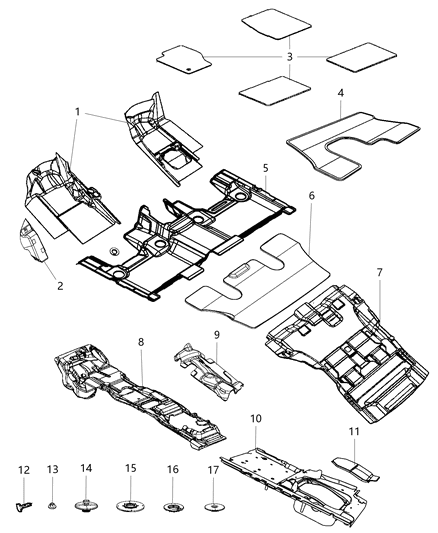 2021 Dodge Durango Carpet-Front Floor Diagram for 6ZM97DX9AA