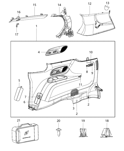 2018 Chrysler Pacifica Panel-Quarter Trim Diagram for 5SC26DX9AI