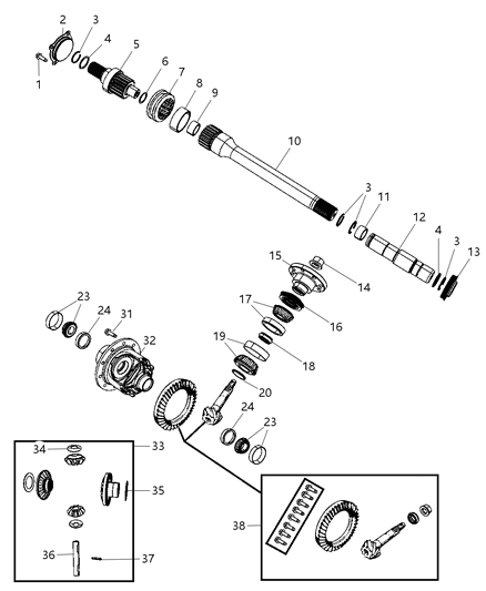 2009 Dodge Ram 1500 SHIM Pack-PINION Shaft Diagram for 5015874AA