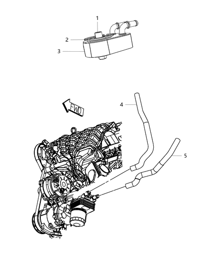 2018 Dodge Journey Engine Oil Cooler And Hoses / Tubes Diagram