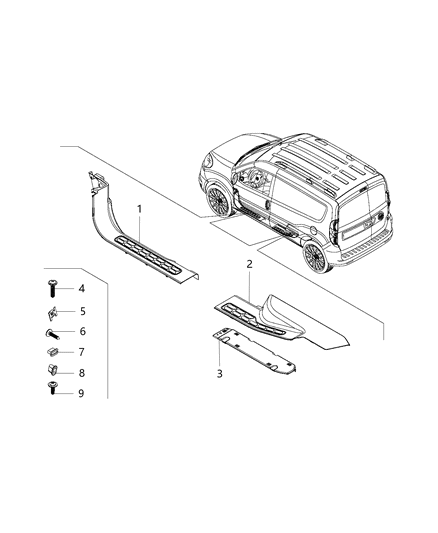 2020 Ram ProMaster City Sill Scuff Plates Diagram