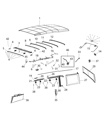 2018 Jeep Wrangler Seal-Front Door Glass Diagram for 68372523AD