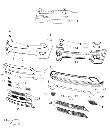 2016 Jeep Grand Cherokee Grille-Lower Diagram for 68265255AA