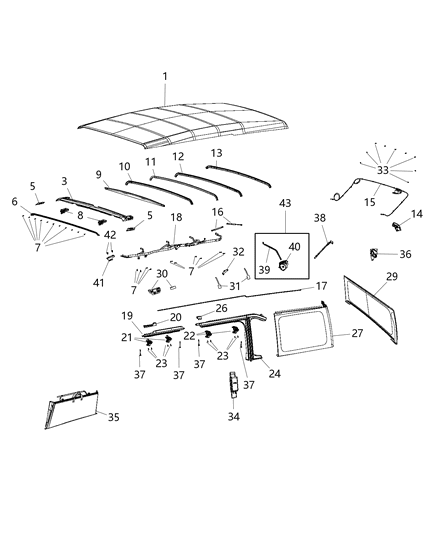 2020 Jeep Wrangler Cable-Folding Top Cover Tension Diagram for 68391570AB