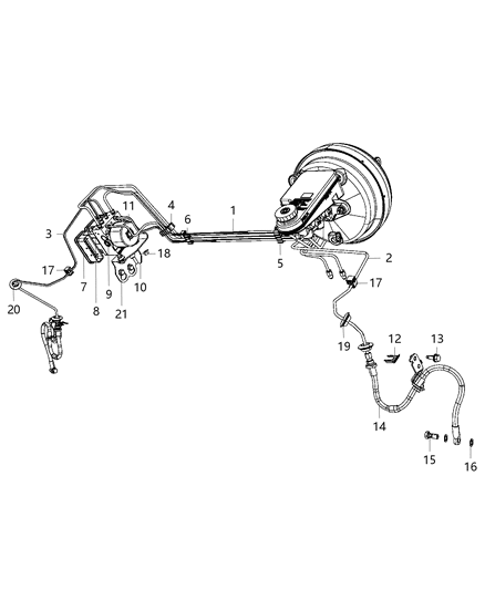 2018 Dodge Journey Hydraulic Control Unit & Tubes - Front Diagram