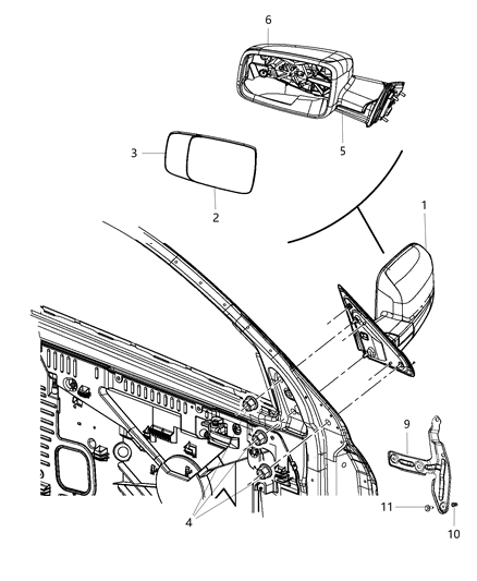 2015 Ram 1500 Outside Rear View Mirror Diagram for 5RR791X8AD