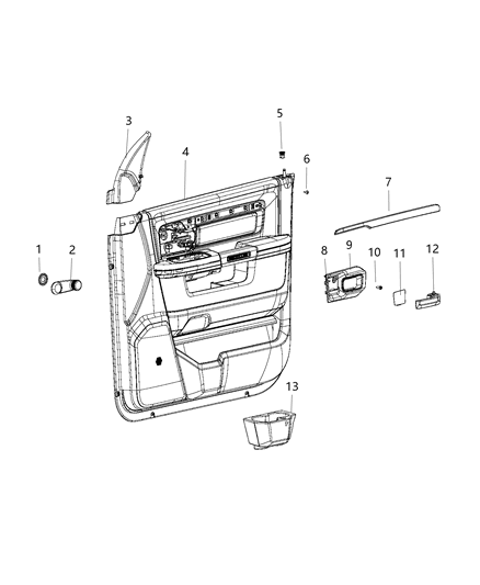 2017 Ram 3500 Front Door Trim Panel Diagram