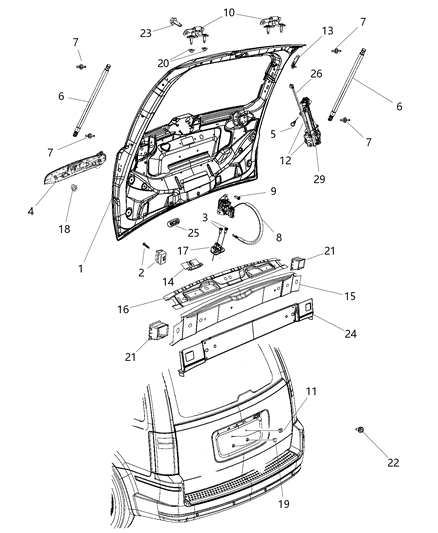 2011 Chrysler Town & Country Liftgate Prop Gas Diagram for 5109604AD