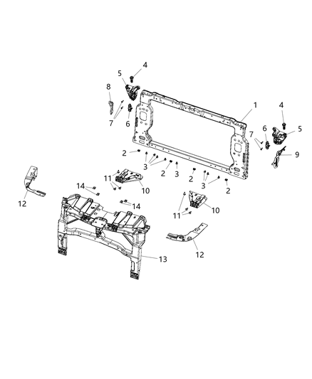 2016 Chrysler 200 Radiator Support Diagram