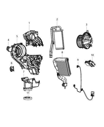 2018 Dodge Journey A/C & Heater Unit Rear Diagram