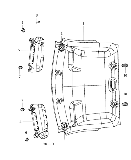 2017 Ram 3500 Headliners & Visors Diagram