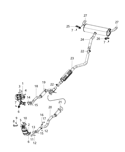 2017 Jeep Cherokee Catalytic Converter Diagram for 68314765AB