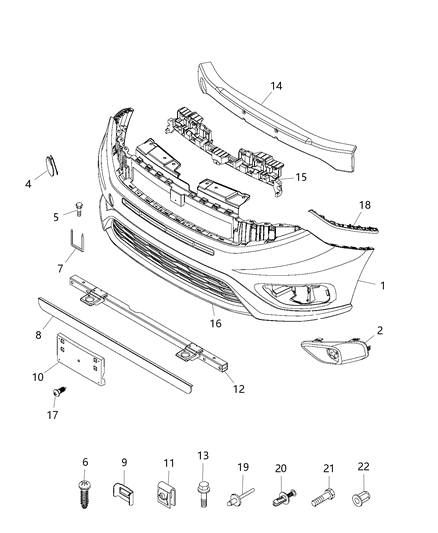 2019 Ram ProMaster City Beam-Front Bumper Diagram for 68266801AA