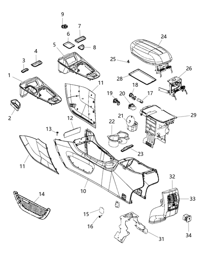 2020 Jeep Cherokee Bezel-Console Diagram for 7BE89DX9AA