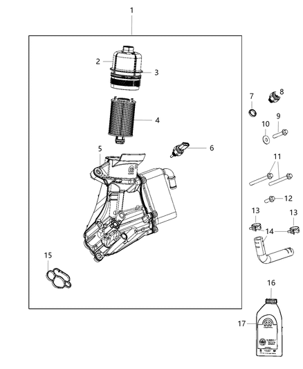 2021 Jeep Wrangler Engine Oil, Engine Oil Filter, Adapter/Cooler And Splashguard Diagram 3