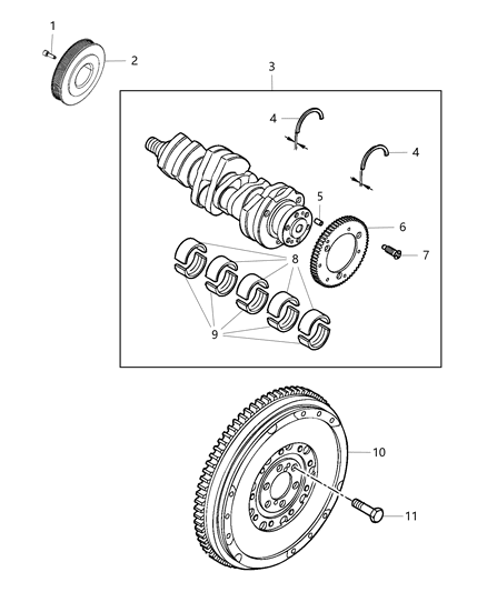 2018 Jeep Renegade Crankshaft , Crankshaft Bearings , Damper And Flywheel Diagram 2