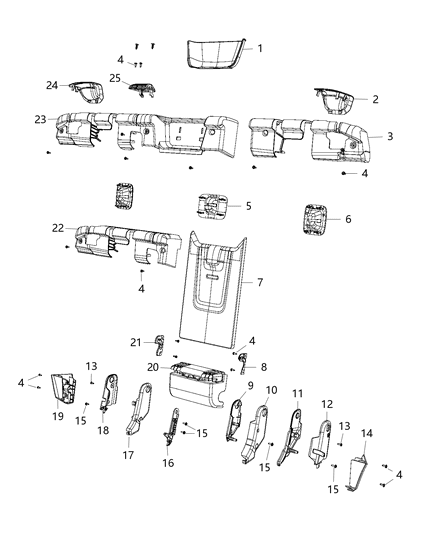 2020 Jeep Wrangler Bezel-Seat Back Release Diagram for 6QY86TX7AA