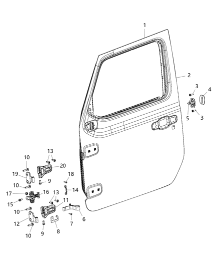 2021 Jeep Wrangler Door-Front Diagram for 68281911AO