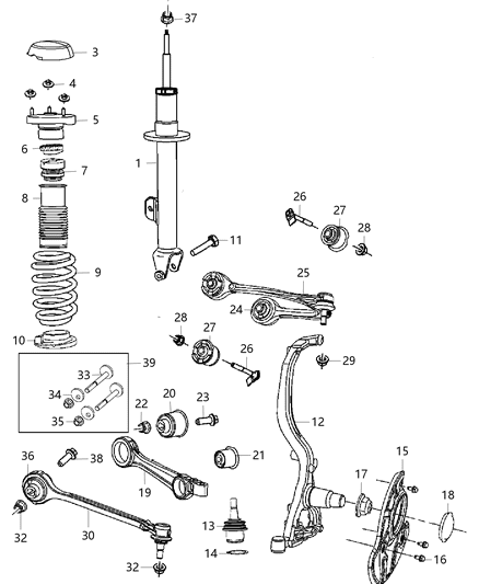 2013 Chrysler 300 Suspension Control Arm Front Diagram for 68079723AA