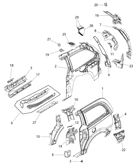 2020 Dodge Grand Caravan Rear Quarter Panel Diagram