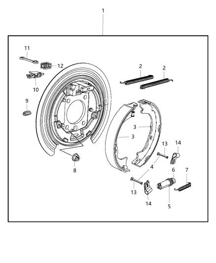 2021 Jeep Gladiator Park Brake Assembly, Rear Disc Diagram