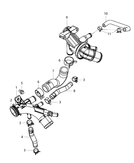 2017 Jeep Wrangler Thermostat & Related Parts Diagram 1