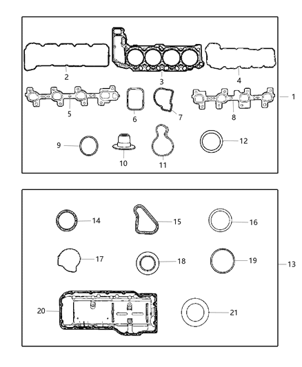 2007 Dodge Ram 1500 Gasket Kit-Engine Upper Diagram for 68001777AA