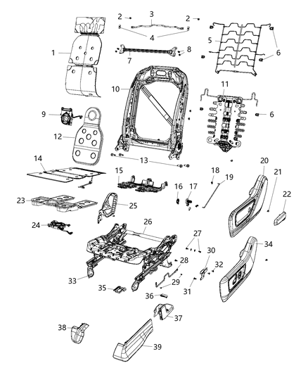 2019 Ram 1500 Cover-Seat Track Diagram for 5ZF21TX7AB