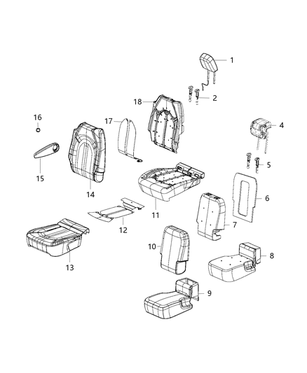 2018 Chrysler Pacifica Rear Stow Seat Cushion Cover Diagram for 6EC62LA3AA