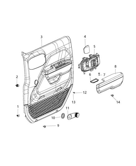 2020 Jeep Wrangler Cover-Release Handle Bezel Diagram for 5ZX22TX7AB