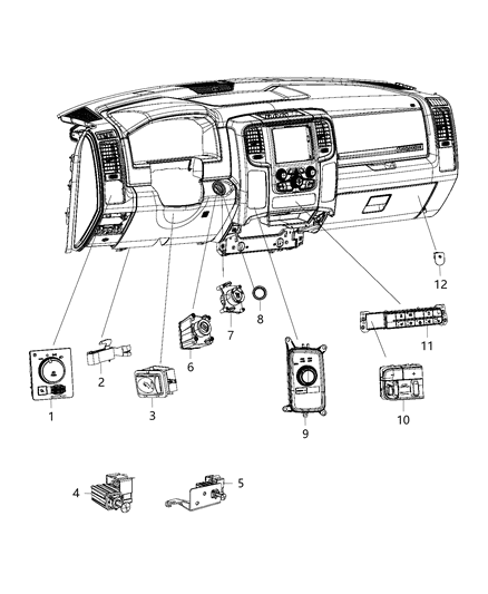 2017 Ram 3500 Switch-Instrument Panel Diagram for 68250840AA