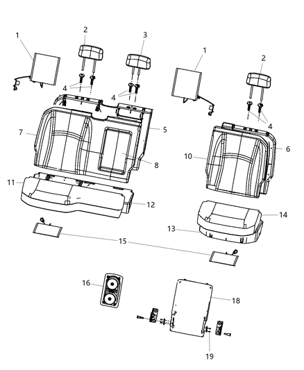 2020 Ram 3500 Rear Seat, Split Seat Diagram