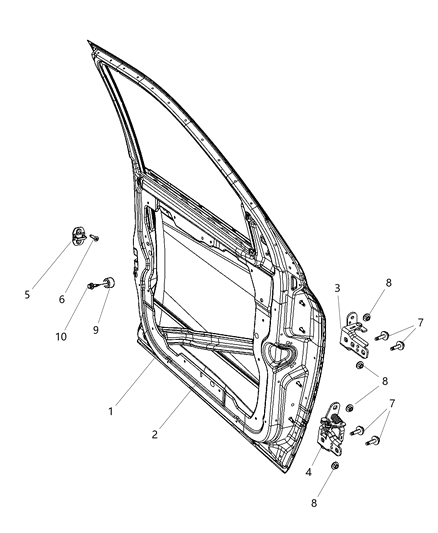 2020 Ram 3500 Front Door, Shell & Hinges Diagram