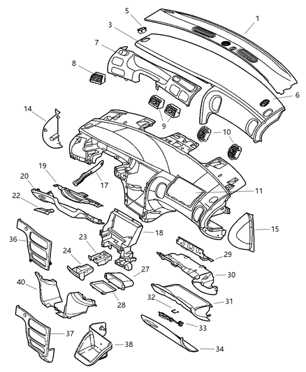 2001 Dodge Intrepid ASHTRAY-Smokers Package Diagram for QR25XT5AA