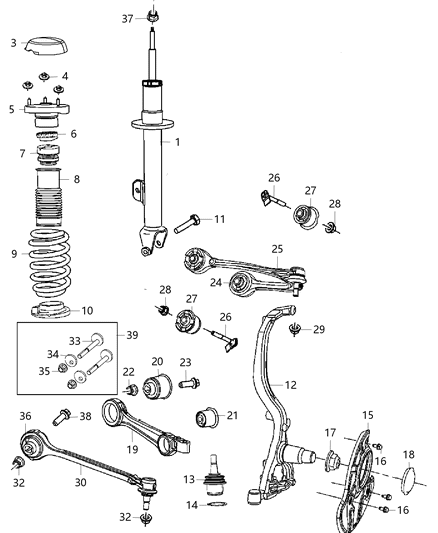 2014 Chrysler 300 Front Lower Control Arm Diagram for 5168389AB