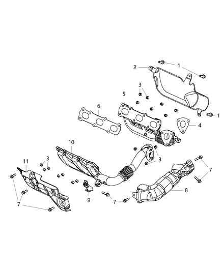 2017 Ram 1500 Exhaust Manifolds & Heat Shields Diagram 1