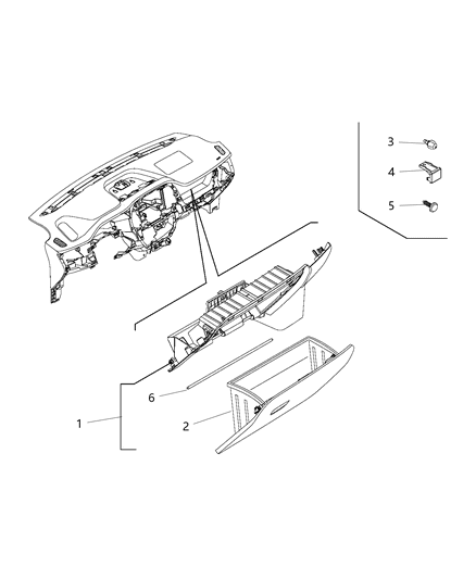 2016 Ram ProMaster City Instrument Panel Trim, Glovebox Diagram