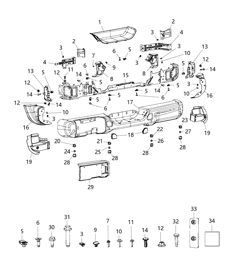 2021 Jeep Wrangler Bumper-Rear Diagram for 68295568AC