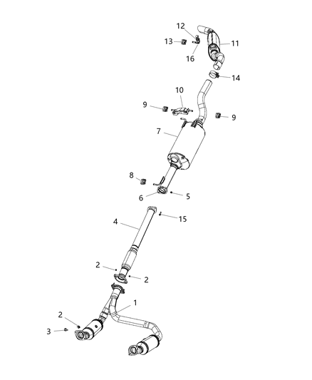 2019 Ram 1500 Exhaust Pipe Diagram for 68268198AC