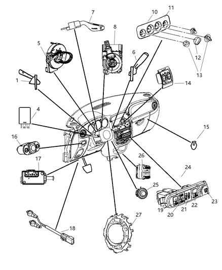 2005 Chrysler PT Cruiser Switch-Multifunction Diagram for 5073051AA