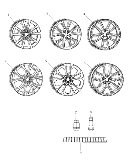 2019 Dodge Durango Wheels & Hardware Diagram