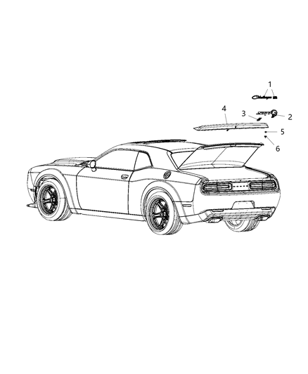 2019 Dodge Challenger Spoiler-Rear Diagram for 6QK03RXFAB