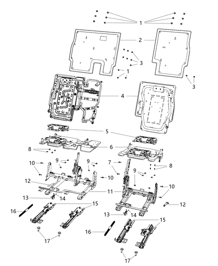 2018 Dodge Journey Second Row - Rear Seats Diagram 3