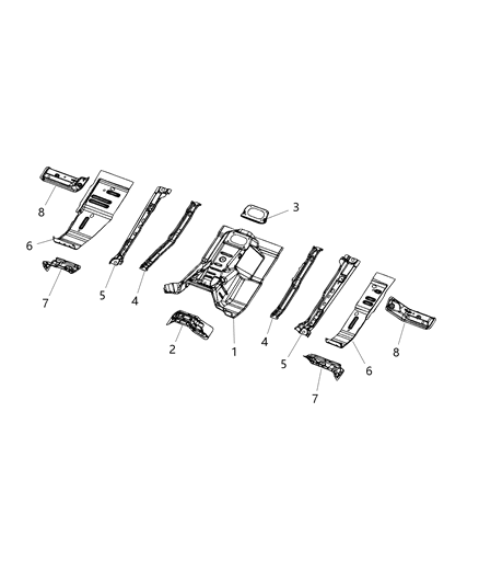 2021 Jeep Gladiator Front Floor Pan Diagram