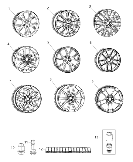 2018 Jeep Grand Cherokee Aluminum Wheel Diagram for 5XL05DD5AA