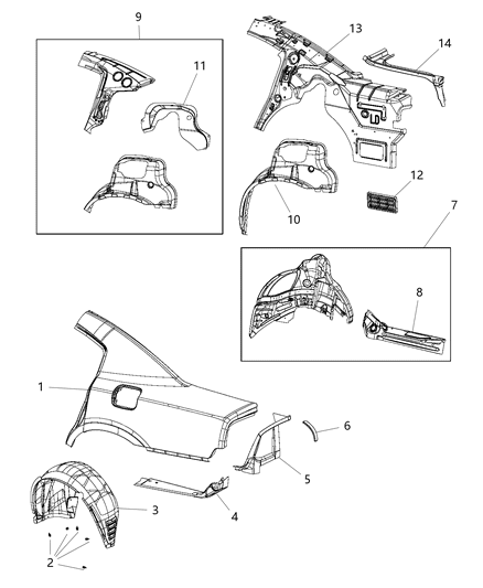 2015 Dodge Charger TAILLAMP Mounting Diagram for 68265435AB